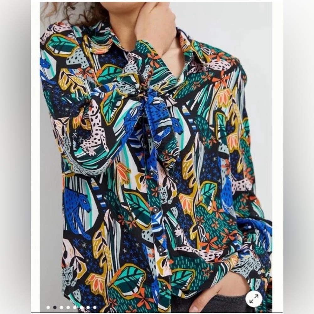 Anthropologie Masha Volnova Multicolor Patterned Blouse